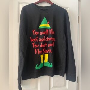 ELF Black Crewneck Sweater with Festive Design